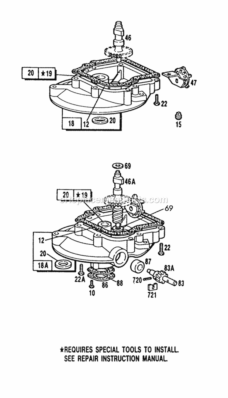 Sump BasesRight Angle Dr Diagram and Parts List for 112702-3064-01  Briggs and Stratton Engine
